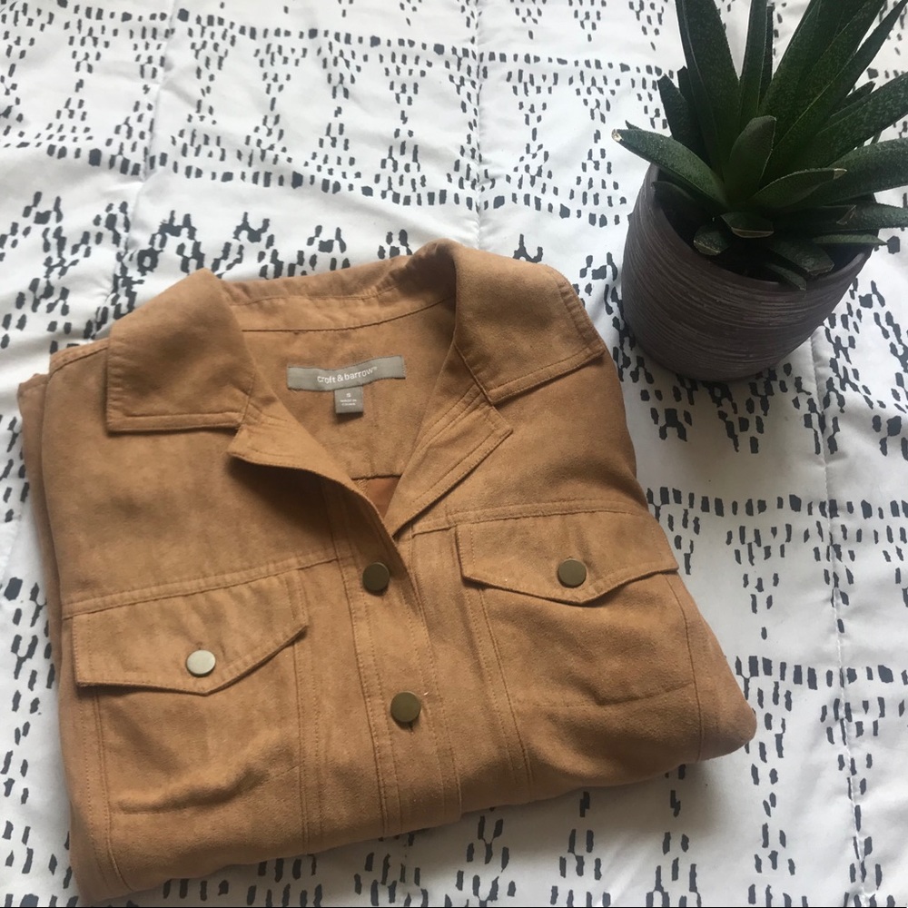 Croft and Barrow Suede Tan Button Down Top